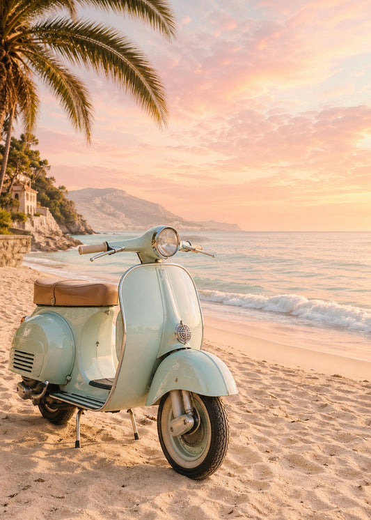 Vespa On The Beach – Minimalist